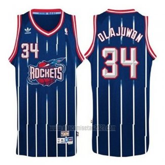 Camiseta Houston Rockets Hakeem Olajuwon #34 Retro Azul