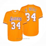 Camiseta Manga Corta Los Angeles Lakers Shaquille O'Neal #34 Amarillo