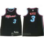 Camiseta Miami Heat Wade #3 Ciudad 2017-18 Negro Azul