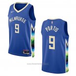 Camiseta Milwaukee Bucks Bobby Portis #9 Ciudad 2022-23 Azul