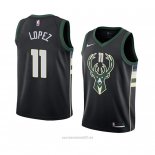 Camiseta Milwaukee Bucks Brook Lopez #11 Statement 2018 Negro