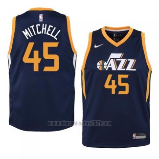 Camiseta Nino Utah Jazz Donovan Mitchell #45 Icon 2017-18 Azul