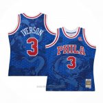 Camiseta Philadelphia 76ers Allen Iverson #3 Asian Heritage Throwback 1996-97 Azul