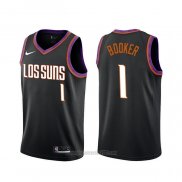 Camiseta Phoenix Suns Devin Booker #1 Ciudad 2019-20 Negro