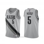 Camiseta Portland Trail Blazers Rodney Hood #5 Earned 2020-21 Gris