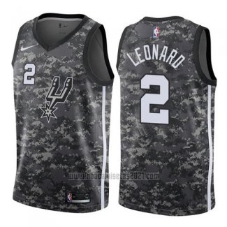 Camiseta San Antonio Spurs Leonard #2 Ciudad 2017-18 Gris