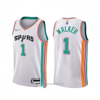 Camiseta San Antonio Spurs Lonnie Walker #1 Ciudad 2021-22 Blanco