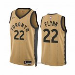 Camiseta Toronto Raptors Malachi Flynn #22 Ciudad 2023-24 Oro