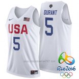 Camiseta USA 2016 Kevin Durant #5 Blanco