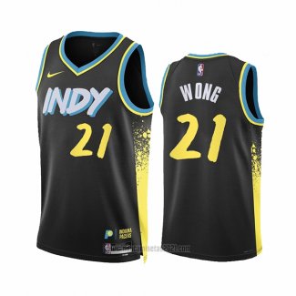 Camiseta Indiana Pacers Isaiah Wong #21 Ciudad 2023-24 Negro