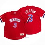 Camiseta Manga Corta Philadelphia 76ers Allen Iverson #3 Rojo