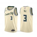 Camiseta Milwaukee Bucks George Hill #3 Ciudad 2019-20 Crema