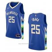 Camiseta Milwaukee Bucks Serge Ibaka #25 Ciudad 2022-23 Azul