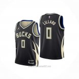 Camiseta Nino Milwaukee Bucks Damian Lillard #0 Statement 2022-23 Negro