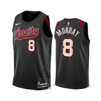 Camiseta Portland Trail Blazers Kris Murray #8 Ciudad 2023-24 Negro