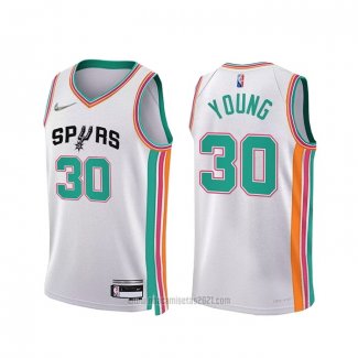 Camiseta San Antonio Spurs Thaddeus Young #30 Ciudad 2021-22 Blanco