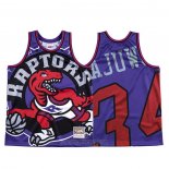 Camiseta Toronto Raptors Hakeem Olajuwon #34 Mitchell & Ness Big Face Violeta