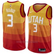 Camiseta Utah Jazz Ricky Rubio #3 Ciudad 2017-18 Naranja