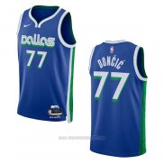 Camiseta Dallas Mavericks Luka Doncic #77 Ciudad 2022-23 Azul