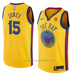 Camiseta Golden State Warriors Damian Jones #15 Ciudad 2018 Amarillo