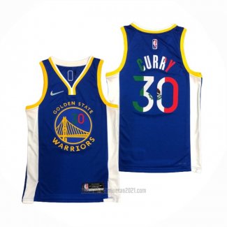 Camiseta Golden State Warriors Stephen Curry #30 Icon Royal Special Mexico Edition Azul