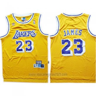 Camiseta Los Angeles Lakers Lebron James #23 Amarillo