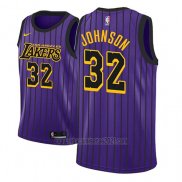 Camiseta Los Angeles Lakers Magic Johnson #32 Ciudad 2018 Violeta