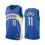 Camiseta Milwaukee Bucks Brook Lopez #11 Ciudad 2023-24 Azul