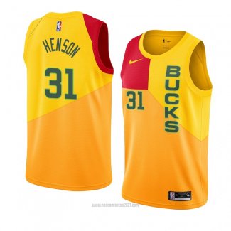 Camiseta Milwaukee Bucks John Henson #31 Ciudad 2018-19 Amarillo