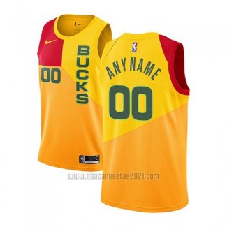 Camiseta Milwaukee Bucks Personalizada Ciudad 2018-19 Amarillo