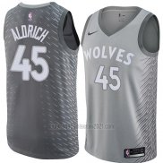 Camiseta Minnesota Timberwolves Cole Aldrich #45 Ciudad 2018 Gris