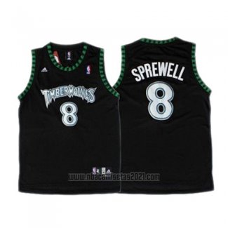 Camiseta Minnesota Timberwolves Latrell Sprewel #8 Retro Negro
