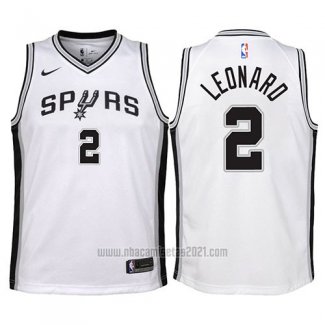 Camiseta Nino San Antonio Spurs Kawhi Leonard #2 2017-18 Blanco