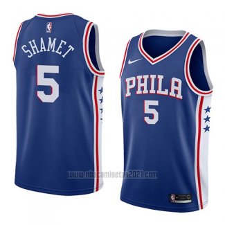 Camiseta Philadelphia 76ers Landry Shamet #5 Icon 2018 Azul