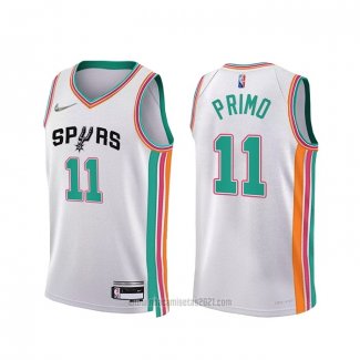 Camiseta San Antonio Spurs Joshua Primo #11 Ciudad 2021-22 Blanco