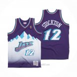 Camiseta Utah Jazz John Stockton #12 Hardwood Classics Throwback 1996-97 Violeta