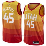 Camiseta Utah Jazz Mitchell #45 Ciudad 2017-18 Naranja