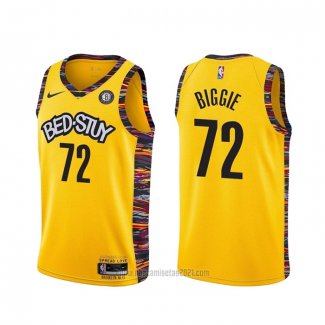 Camiseta Brooklyn Nets Biggie #72 Ciudad 2020-21 Amarillo