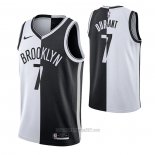 Camiseta Brooklyn Nets Kevin Durant #7 Split Negro Blanco
