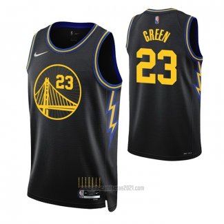 Camiseta Golden State Warriors Draymond Green #23 Ciudad 2021-22 Negro