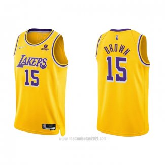 Camiseta Los Angeles Lakers Jabari Brown #15 75th Anniversary 2021-22 Amarillo