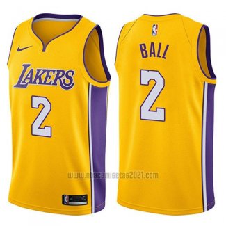 Camiseta Los Angeles Lakers Lonzo Ball #2 2017-18 Amarillo