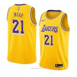 Camiseta Los Angeles Lakers Travis Wear #21 Icon 2018-19 Amarillo