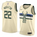 Camiseta Milwaukee Bucks Khris Middleton #22 Ciudad 2018 Crema