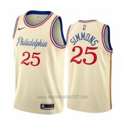Camiseta Philadelphia 76ers Ben Simmons #25 Ciudad 2019-20 Cream