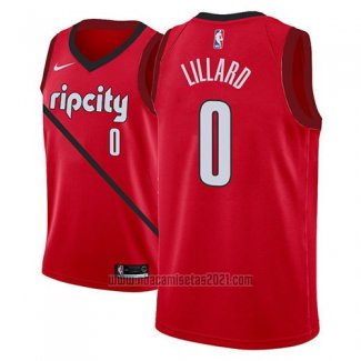 Camiseta Portland Trail Blazers Damian Lillard #0 Earned 2018-19 Rojo