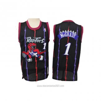 Camiseta Toronto Raptors Tracy Mcgrady #1 Hardwood Classics Negro