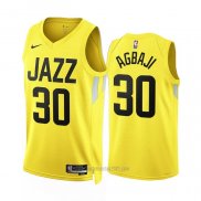 Camiseta Utah Jazz Ochai Agbaji #30 Icon 2022-23 Amarillo