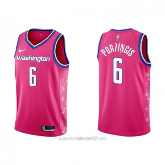 Camiseta Washington Wizards Kristaps Porzingis #6 Ciudad 2022-23 Rosa