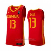 Camiseta Espana Marc Gasol #13 2019 FIBA Baketball World Cup Rojo